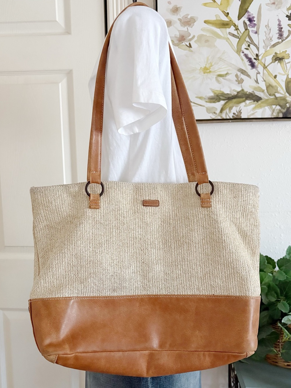 Hammitt Cream & Tan Leather-Trim Tote